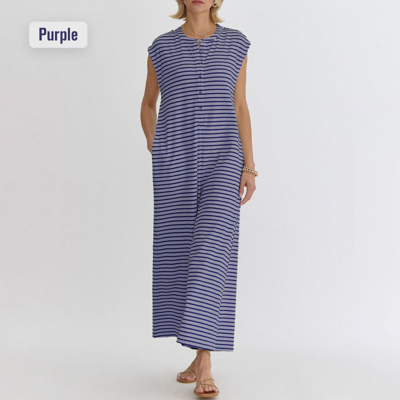 🌞50% Rabatt!☕️Oversized Streifen-Jumpsuit: Luftig, Zeitlos & Absolut Bequem