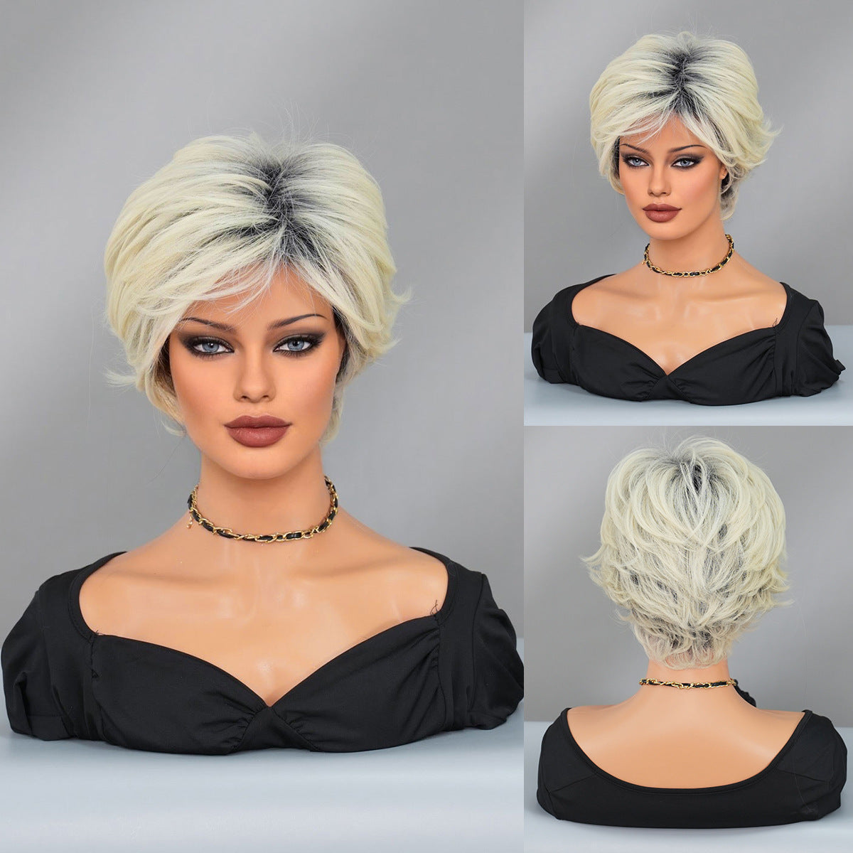 Lyxiga Andningsbara Kortperuker med Naturligt Lager – Högkvalitativ Bionisk Fiber för Elegant Daglig Look 💎