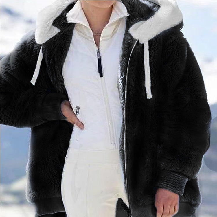 🧥 60% RABATT! ✨ Kapuzen-Fleecejacke mit Lammfellfutter - Winddicht & Wärmeisolierend für Extremes Winterwetter ❄️🛡️