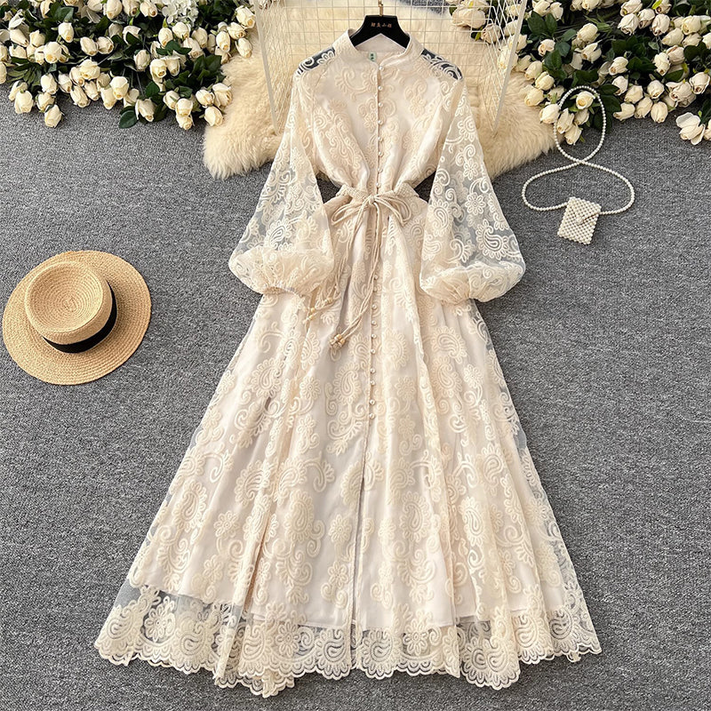 ⏳ Limited: 47% Rabatt! 👗 Elegantes Stickkleid für Damen – schlankmachend, Lampionärmel, A-Linie
