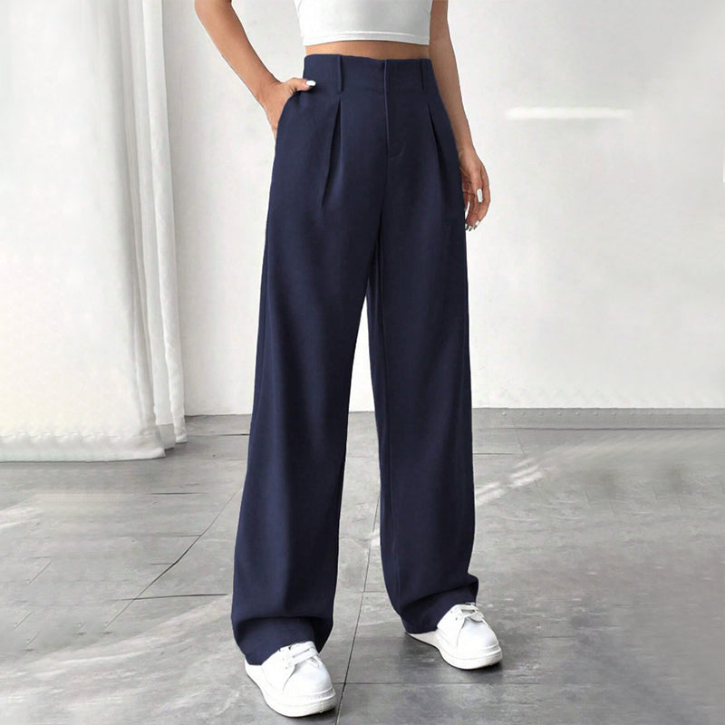 Damen Hose mit hoher Taille – weite Beinform, atmungsaktiver Stoff, figurschmeichelnd – ideal für Büro & Freizeit 👖✨