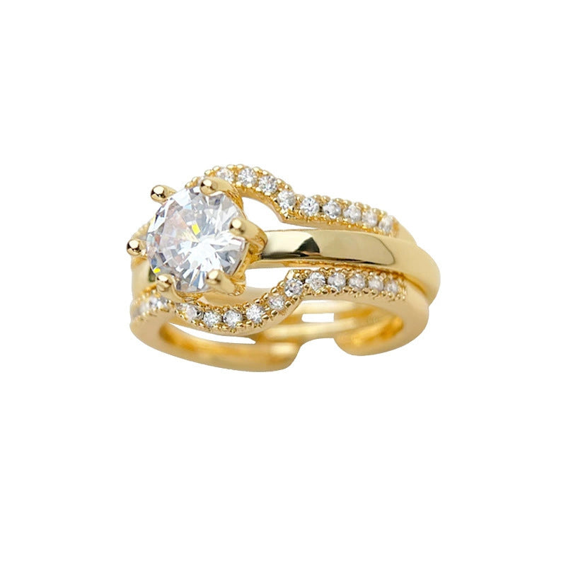 đ˘đ˘50 % Rabatt!! â°Vintage Zirkonia Ring â Verstellbarer Offener Ring fĂźr Damen, Elegant & Leicht Luxus fĂźr Zeige- oder Mittelfinger