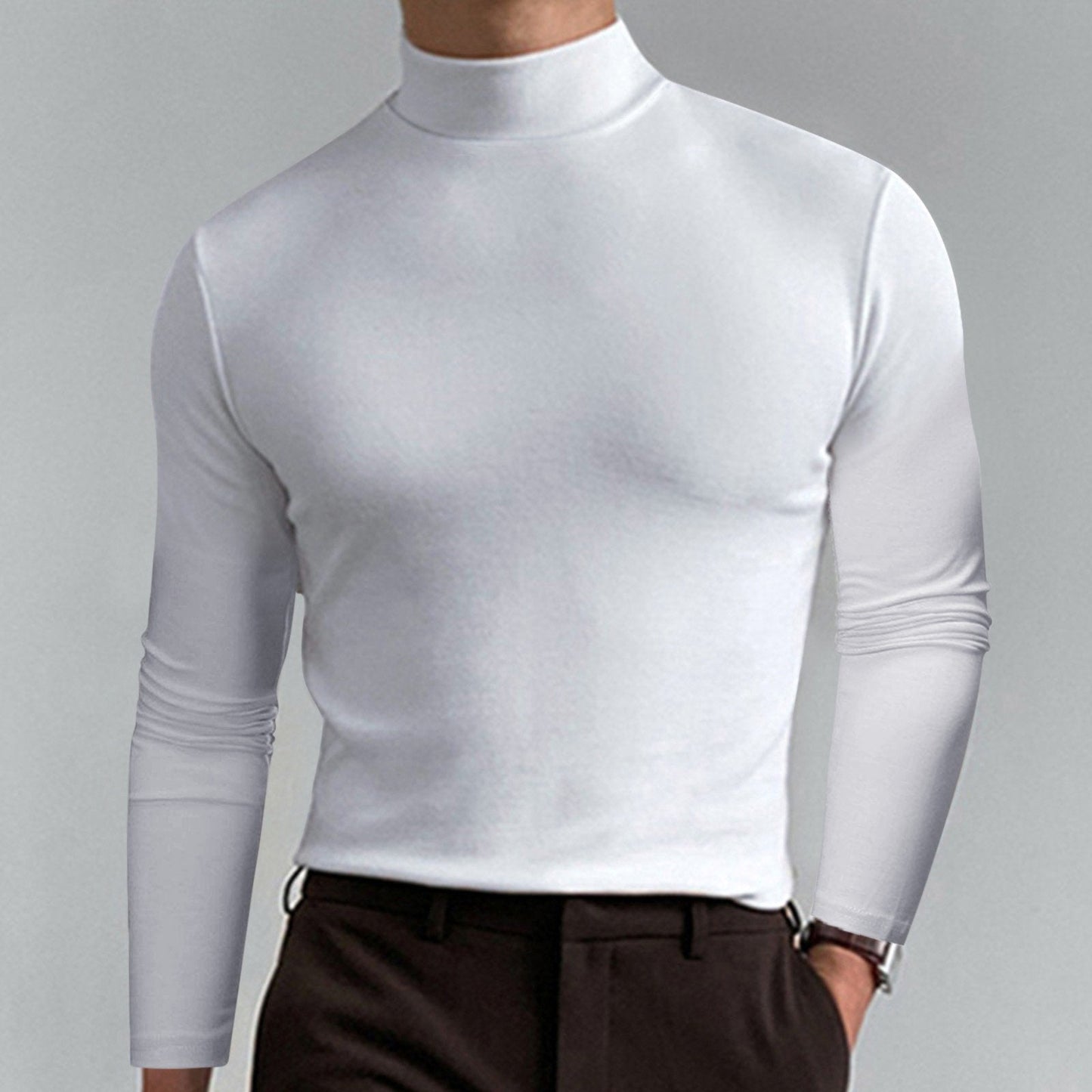 ⏳Begrenzte Zeit 50% Rabatt💥🎁【Geschenk-Empfehlung】Hochgeschlossenes Herren-T-Shirt mit langen Ärmeln und schmaler Passform