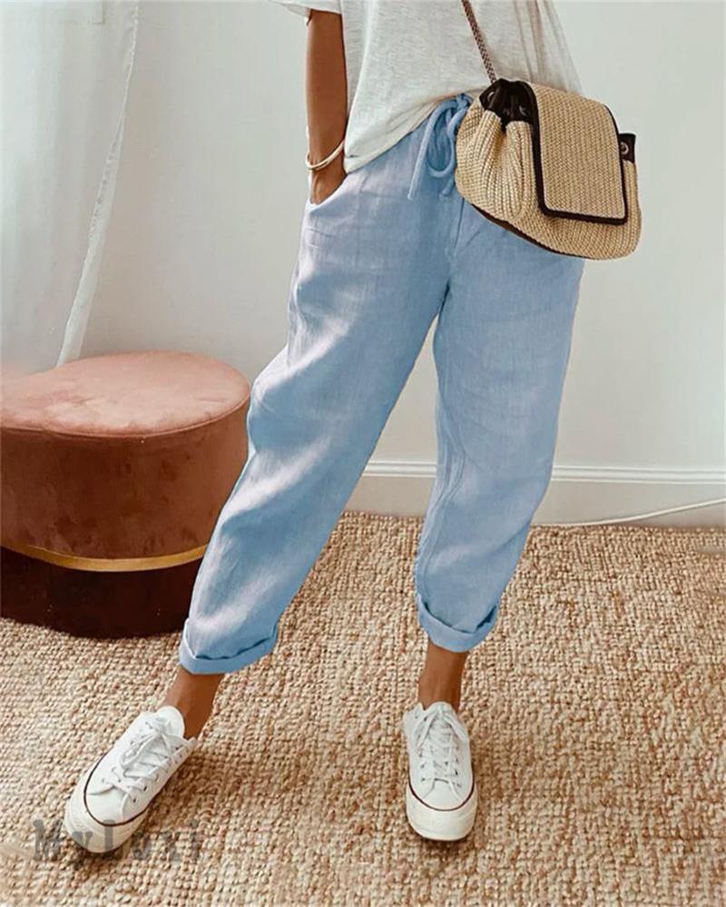 Lässige Baumwoll- und Leinenhosen für Damen
