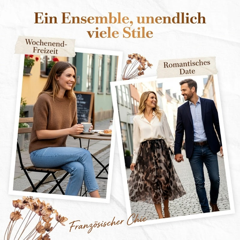 ✨🔥Zweiteiliges Set für Damen bestehend aus Pullover und fließendem Rock mit Leopardenmuster