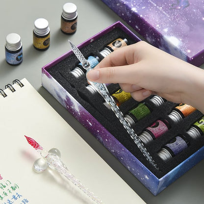 (🎁Weihnachten heißer Verkauf🎁)2023 Kalligraphie Glas Dip Pen Tintenset