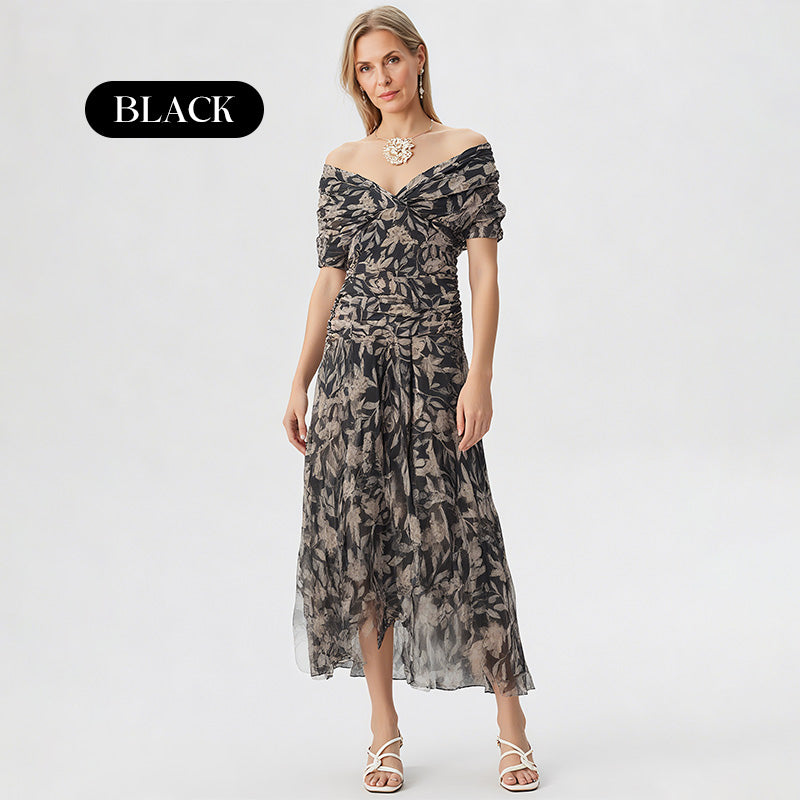 🌸Neuerscheinung 50% RABATT 💖Damen Trägerlos-Kleid mit V-Ausschnitt und Druck （S-5XL）
