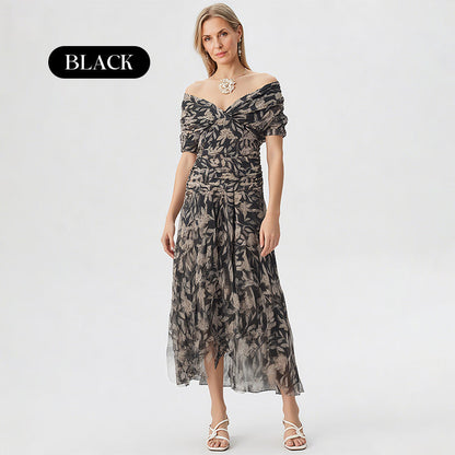 🌸Neuerscheinung 50% RABATT 💖Damen Trägerlos-Kleid mit V-Ausschnitt und Druck （S-5XL）