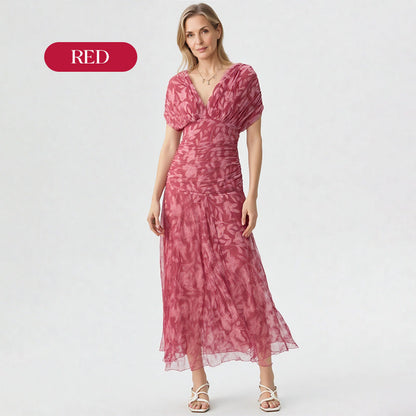 🌸Neuerscheinung 50% RABATT 💖Damen Trägerlos-Kleid mit V-Ausschnitt und Druck （S-5XL）