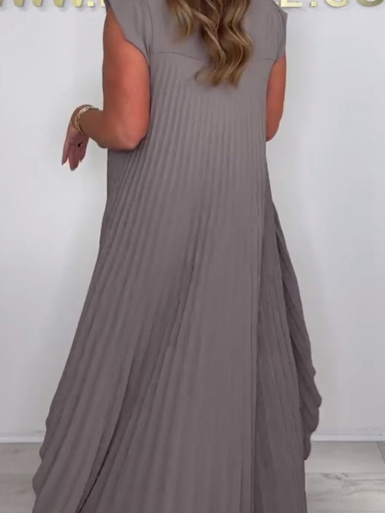 ✨🌸 50% Rabatt | Plisseeset – kurzärmliges, unregelmäßiges Midi-Top + Hose mit elastischer Taille & weitem Bein – streckt die Figur, macht schlank, elegant & vielseitig