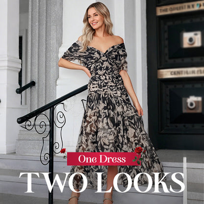 🌸Neuerscheinung 50% RABATT 💖Damen Trägerlos-Kleid mit V-Ausschnitt und Druck （S-5XL）
