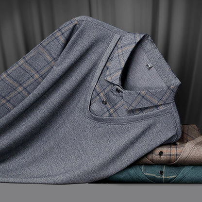 Herren Fake Zweiteiler mit Revers Langarm Oberteile