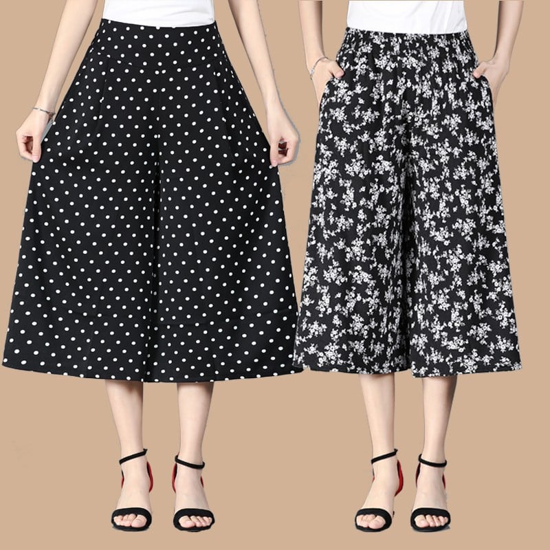 (🎁Hot Sale 2024 für das neue Jahr🎁-49 % RABATT) Damen Culottes aus Chiffon mit weitem Bein und hoher elastischer Taille