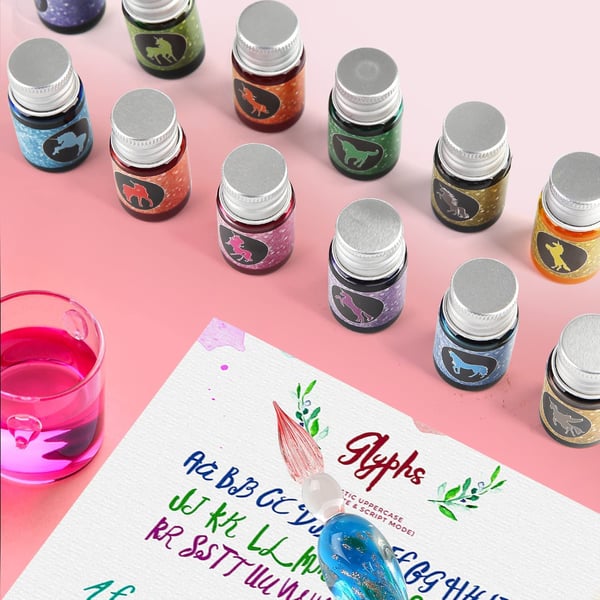 (🎁Weihnachten heißer Verkauf🎁)2023 Kalligraphie Glas Dip Pen Tintenset