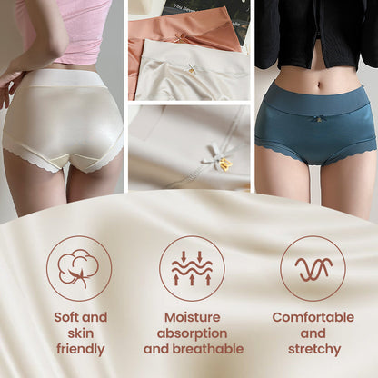 💥Kaufe 2, erhalte 1 kostenlos🥰Atmungsaktive Damen-Slips aus hochelastischem Satin mit Baumwollfutter, gesund, bequem und nahtlos