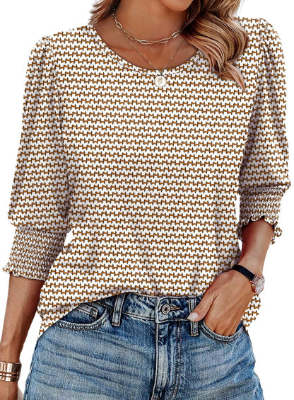 🔥 50% OFF | Women's 3/4 Sleeve Puff T-Shirt – Wrinkle-Resistant, Fresh All Day | Recommended by 3000+ Customers