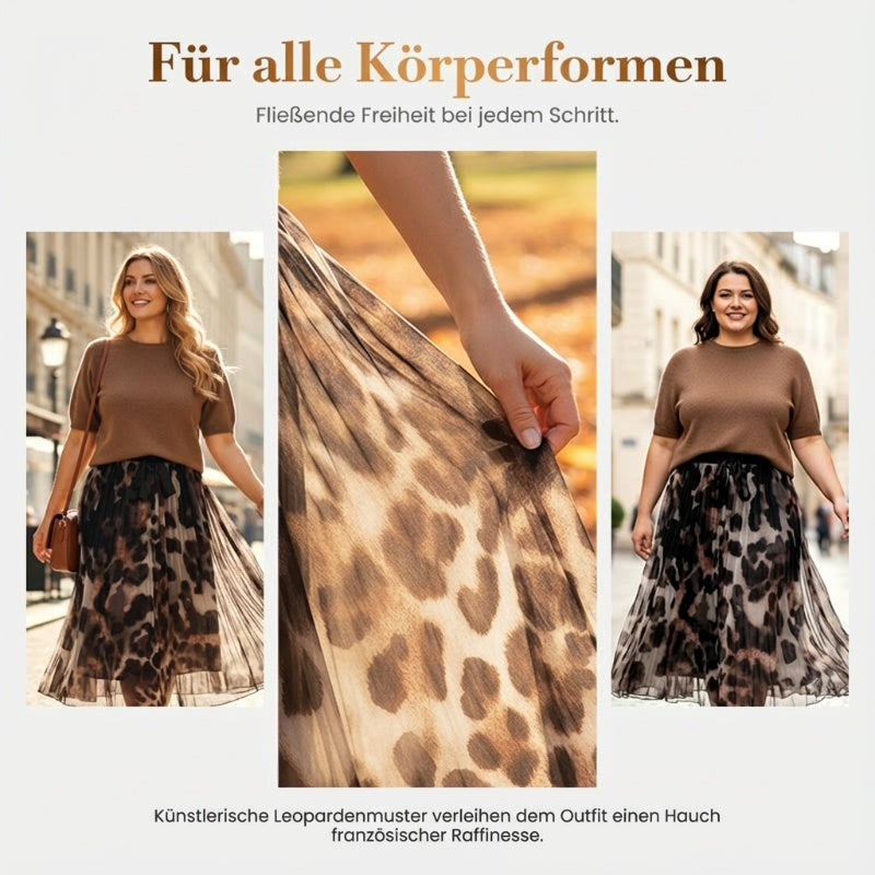 ✨🔥Zweiteiliges Set für Damen bestehend aus Pullover und fließendem Rock mit Leopardenmuster