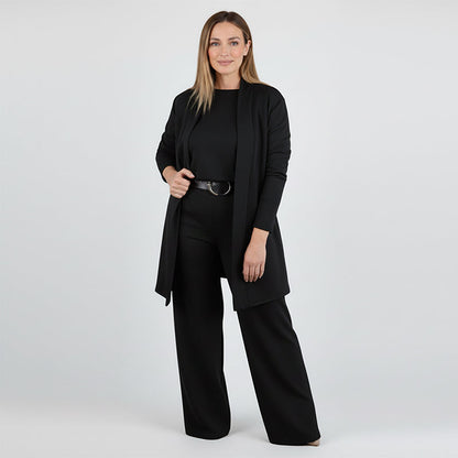 ⏳Zeitlich begrenztes Sonderangebot⏰ Elegantes 3-teiliges Set bestehend aus langem Cardigan, Oberteil und Hose💞