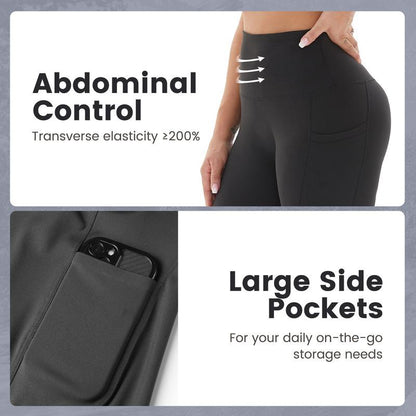 🔥 60% Rabatt – Nur kurze Zeit! ✨ Damen Hochtauch-Sporthose mit 2 Taschen: Feuchtigkeitsableitend & bauchkontrollierend 🏃‍♀️
