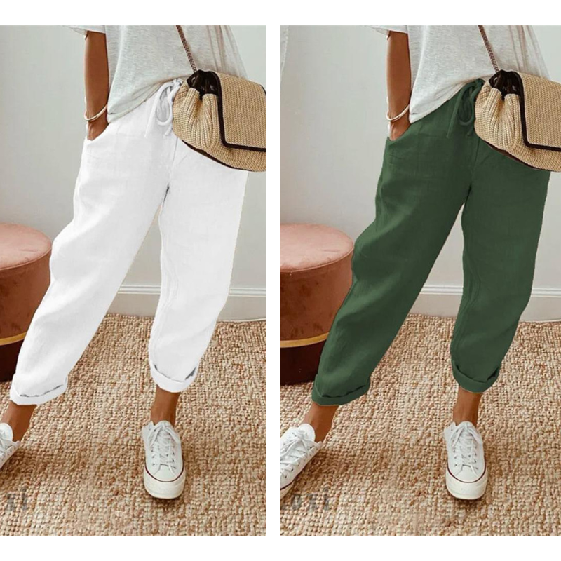 Lässige Baumwoll- und Leinenhosen für Damen