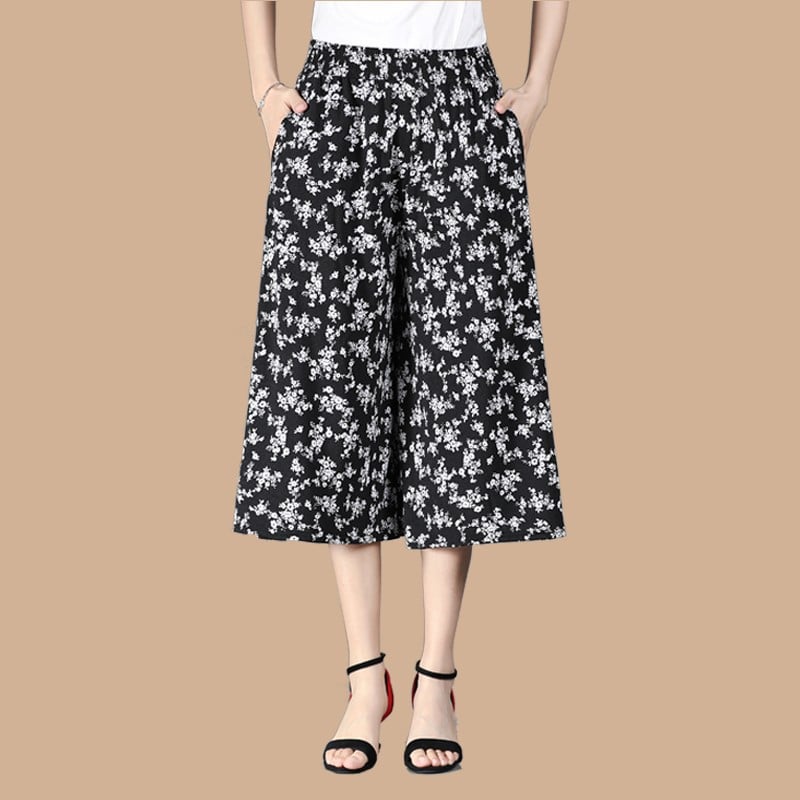 (🎁Hot Sale 2024 für das neue Jahr🎁-49 % RABATT) Damen Culottes aus Chiffon mit weitem Bein und hoher elastischer Taille