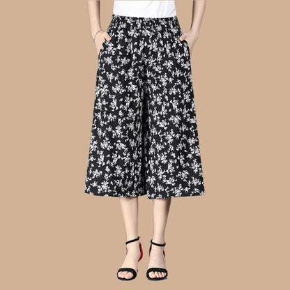 (🎁Hot Sale 2024 für das neue Jahr🎁-49 % RABATT) Damen Culottes aus Chiffon mit weitem Bein und hoher elastischer Taille
