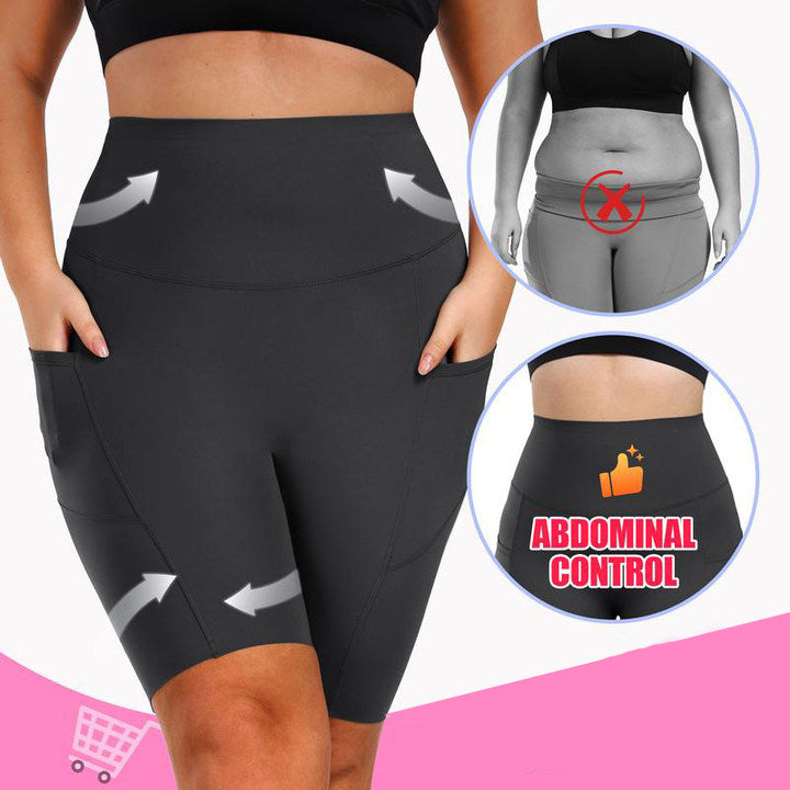 🔥 60% Rabatt – Nur kurze Zeit! ✨ Damen Hochtauch-Sporthose mit 2 Taschen: Feuchtigkeitsableitend & bauchkontrollierend 🏃‍♀️