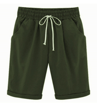 Plus Größe Solid Farbe Elastische Taille Lose Cropped Shorts