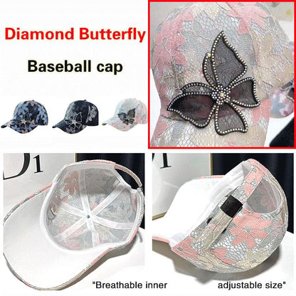 🧢 59% RABATT! 🦋 Mesh-Diamant-Schmetterling-Baseballkappe – Atmungsaktiv, Verstellbare Passform & Perfekt Für Einen Leichten, Trendigen Look ☀️