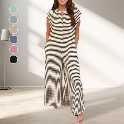 🌞50% Rabatt!☕️Oversized Streifen-Jumpsuit: Luftig, Zeitlos & Absolut Bequem