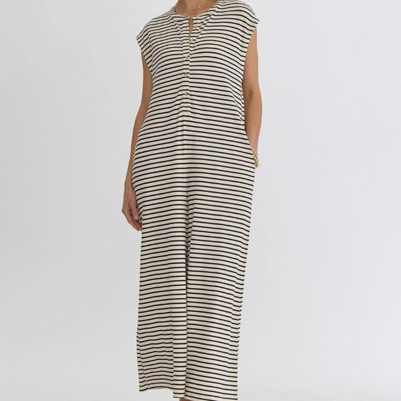 🌞50% Rabatt!☕️Oversized Streifen-Jumpsuit: Luftig, Zeitlos & Absolut Bequem