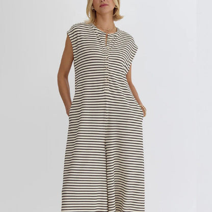 🌞50% Rabatt!☕️Oversized Streifen-Jumpsuit: Luftig, Zeitlos & Absolut Bequem