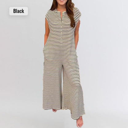 🌞50% Rabatt!☕️Oversized Streifen-Jumpsuit: Luftig, Zeitlos & Absolut Bequem