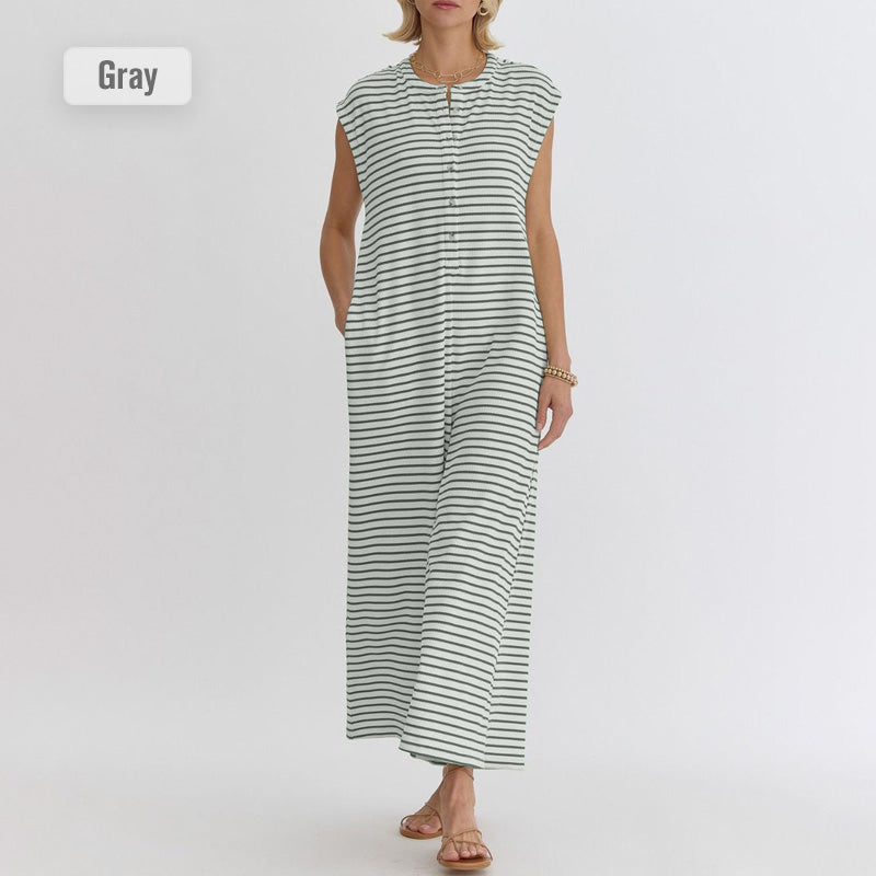 🌞50% Rabatt!☕️Oversized Streifen-Jumpsuit: Luftig, Zeitlos & Absolut Bequem