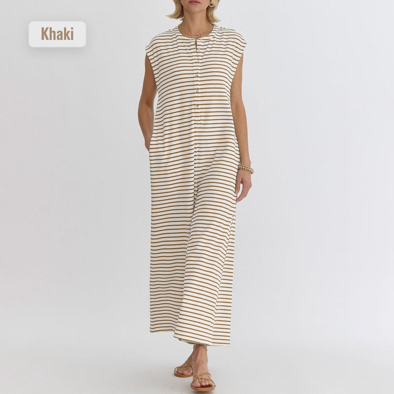 🌞50% Rabatt!☕️Oversized Streifen-Jumpsuit: Luftig, Zeitlos & Absolut Bequem