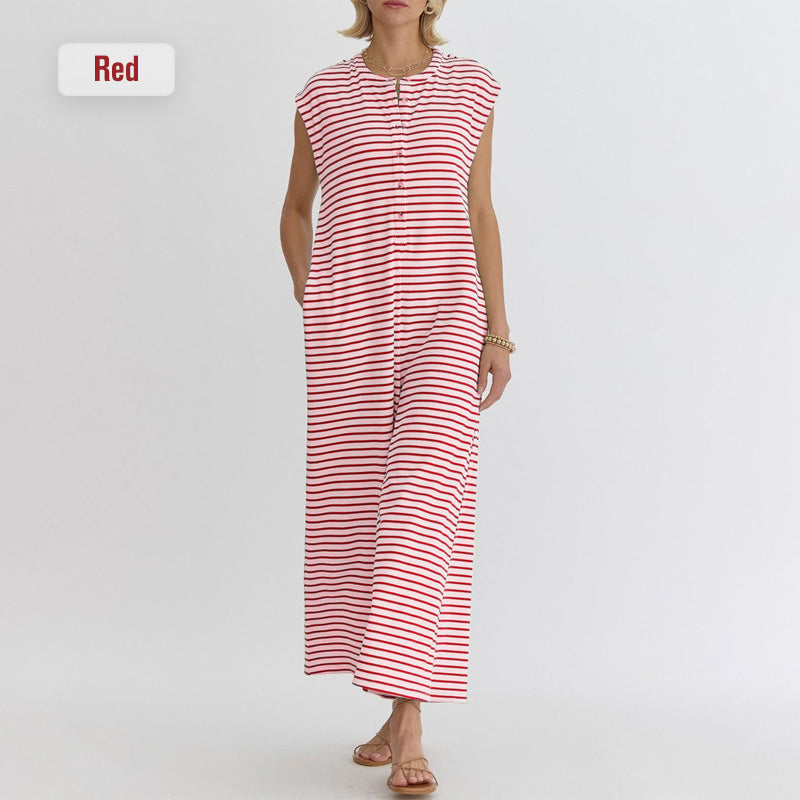 🌞50% Rabatt!☕️Oversized Streifen-Jumpsuit: Luftig, Zeitlos & Absolut Bequem