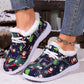 Damen dicke warme gedruckte flache Schuhe