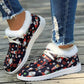 Damen dicke warme gedruckte flache Schuhe