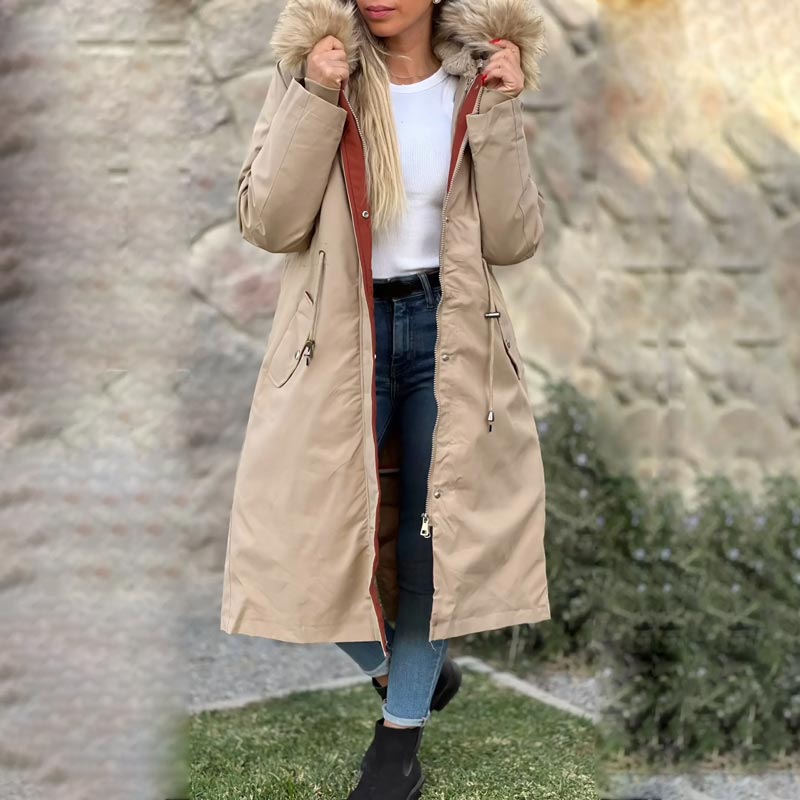 ✨Damen Winterparka mit Kapuze und warmem Fellkragen