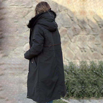 ✨Damen Winterparka mit Kapuze und warmem Fellkragen