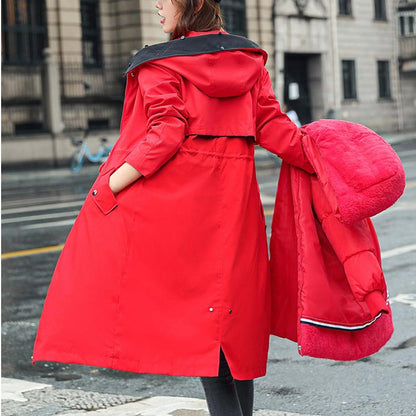 ✨Damen Winterparka mit Kapuze und warmem Fellkragen