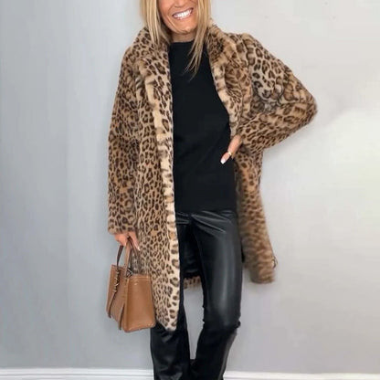 ✨49 % Rabatt💖 Damenjacke in Leopardenoptik, mittellang✈️ versandkostenfrei