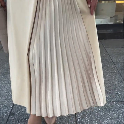 ⏳Zeitlich begrenzter 50% RABATT⏰ Langarmkleid mit Rundhalsausschnitt, gerafftem Saum an der Taille