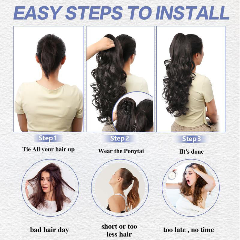 💜Zeitlich begrenzte Aktion 50 % Rabatt💜Clip-on-Haarverlängerung für welligen Pferdeschwanz