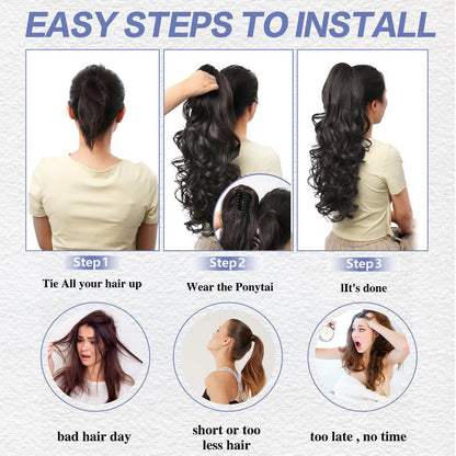 💜Zeitlich begrenzte Aktion 50 % Rabatt💜Clip-on-Haarverlängerung für welligen Pferdeschwanz