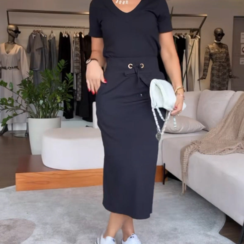 ⏳Zeitlich begrenzter Rabatt💥💃Set aus Oberteil und Rock mit V-Ausschnitt für Damen（S-5XL）