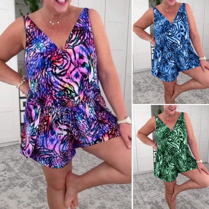 40% Rabatt 🌸 Tropischer V-Ausschnitt Print Badeanzug | Verstellbarer Kordelzug + Elastisches Futter + Chlorresistent 🌊