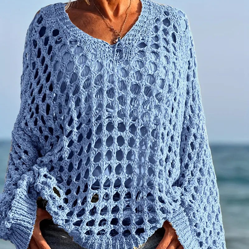 👚 53% RABATT! 💖 Damen Casual Häkelstrick-Top – Einfarbig, Leicht & Perfekt Für Den Alltag & Warme Tage ☀️