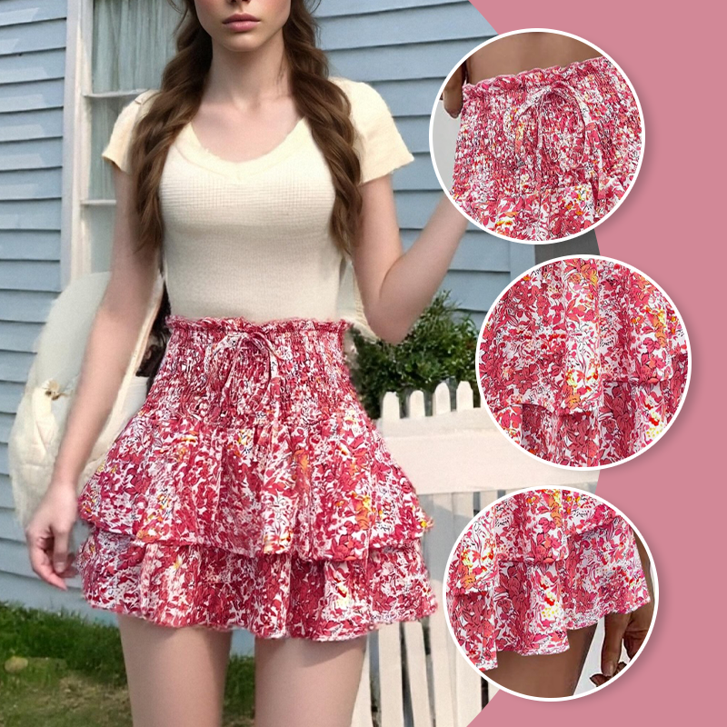 😍 Letzter Tag der Aktion – 45% Rabatt 💕 Leichter, figurschmeichelnder Rüschen-Maxi-Rock mit Blumenmuster ✨