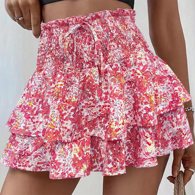 😍 Letzter Tag der Aktion – 45% Rabatt 💕 Leichter, figurschmeichelnder Rüschen-Maxi-Rock mit Blumenmuster ✨